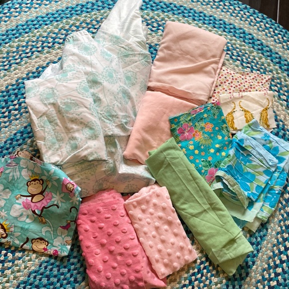 Girl Quilt fabric yardage Bundle includes pink soft minky fabric & floral flower - Picture 1 of 8